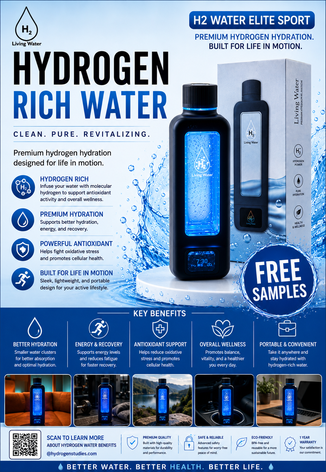 H2 WATER ELITE SPORT™ Portable Hydrogen Water Bottle