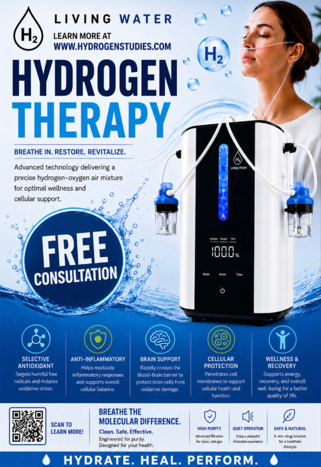 H2 ELITE AIR™ Hydrogen & Oxygen Inhalation System